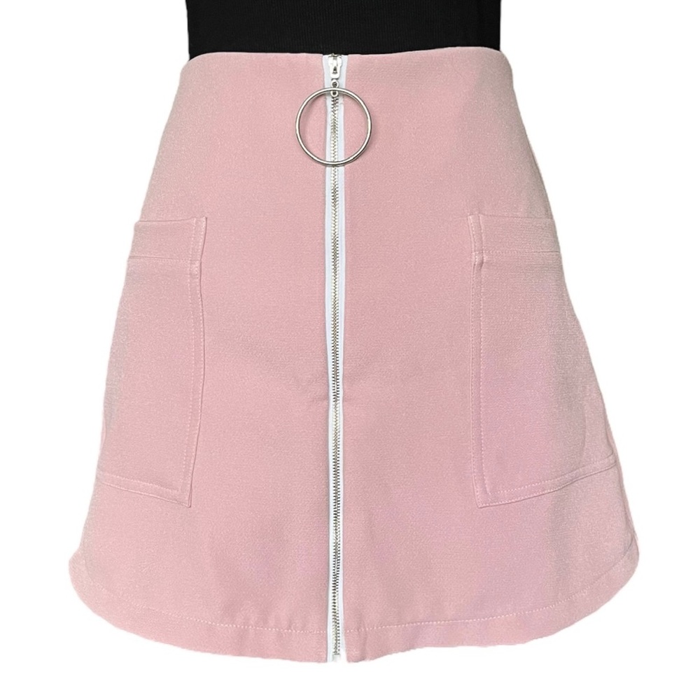 High waisted Pink shorts skirt look like zipper details size XS/S